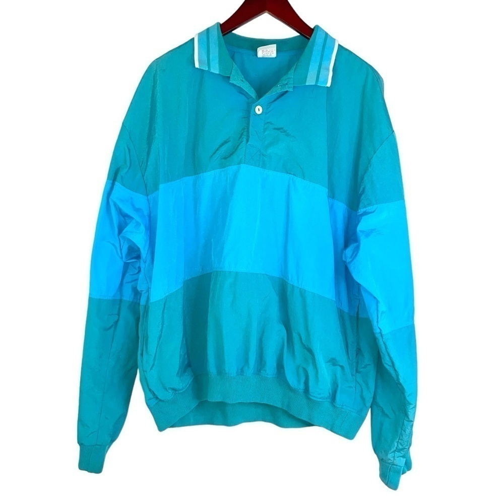 Vintage colorblock windbreaker jacket nylon duffel blue men’s XL